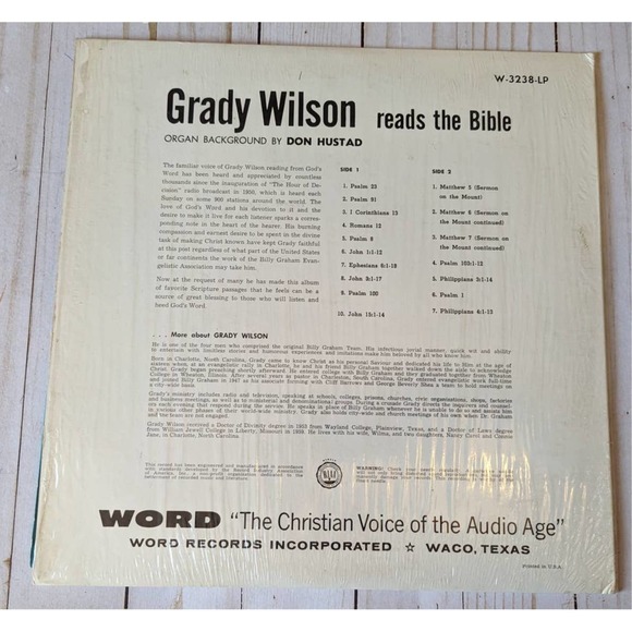 Grady Wilson Reads the Bible Vinyl - Picture 2 of 5